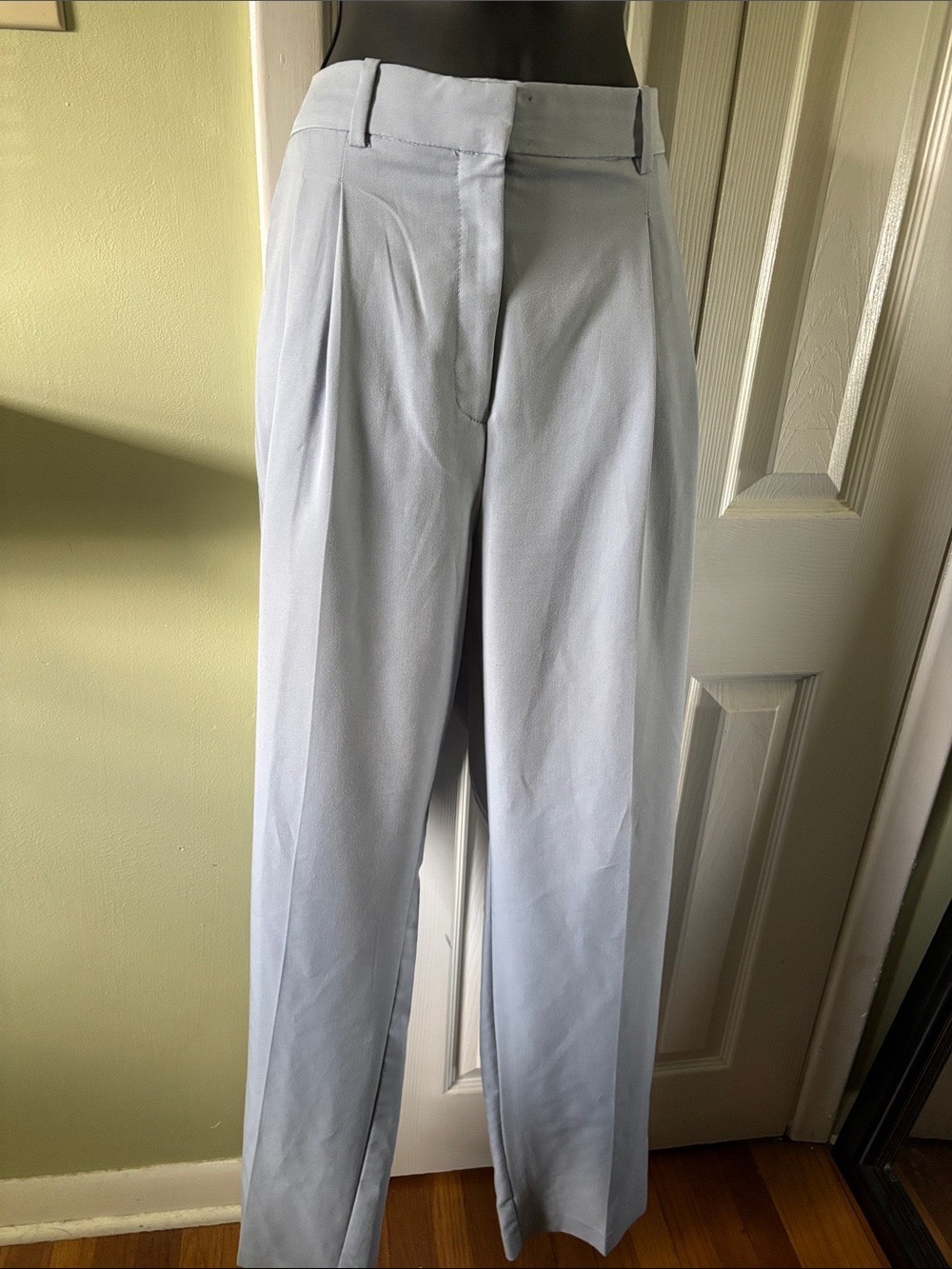 Mango Light Blue Greta High-Waisted Trousers